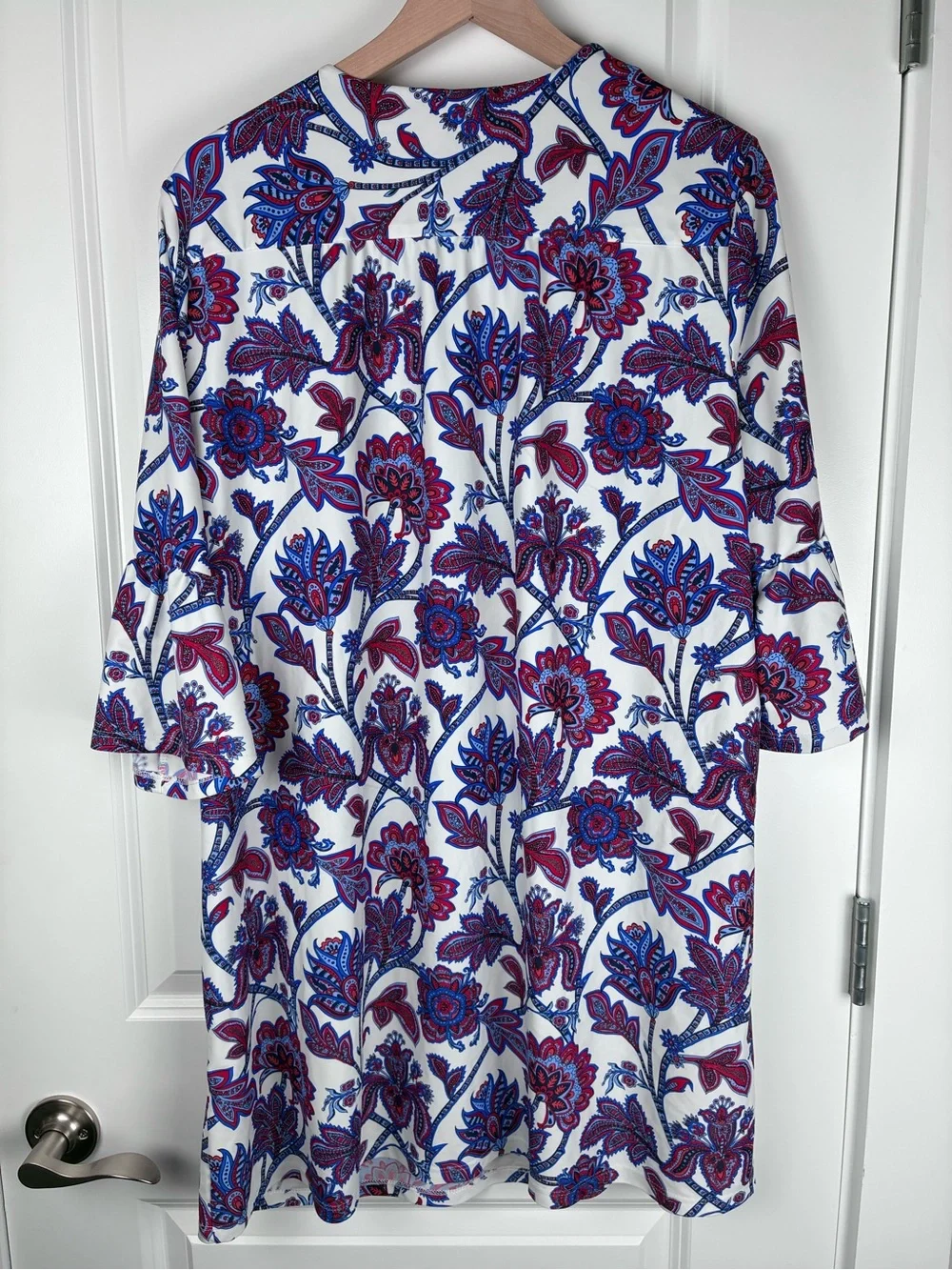 Jude Connally Kerry Dress Americana Floral V-Neck Bell Sleeves Dress Size XL